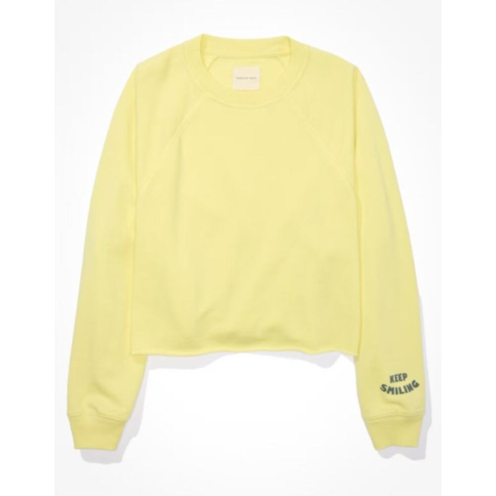 NEW! American Eagle Oversized Crew Neck Sweatshirt in YELLOW (XL)